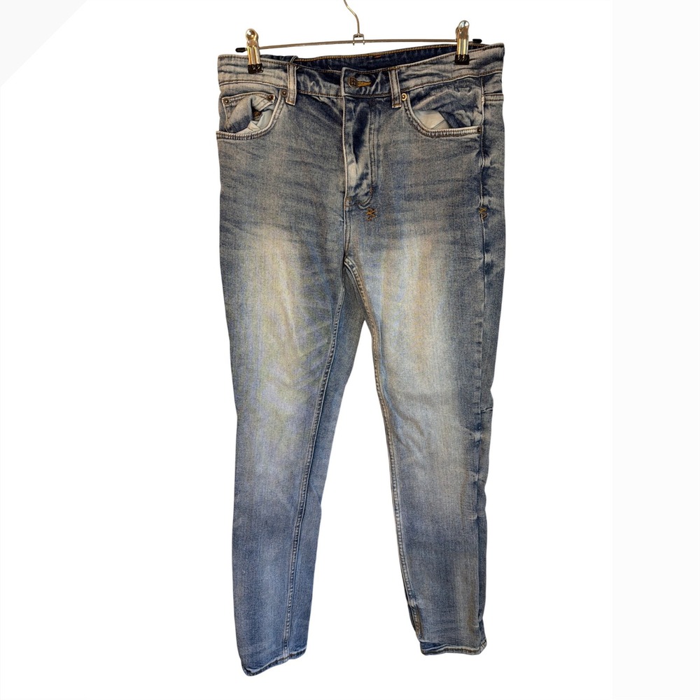 Ksubi Chitch Light Blue Wash Slim Fit Denim Jeans Mens Size 32 Cross Embroidery